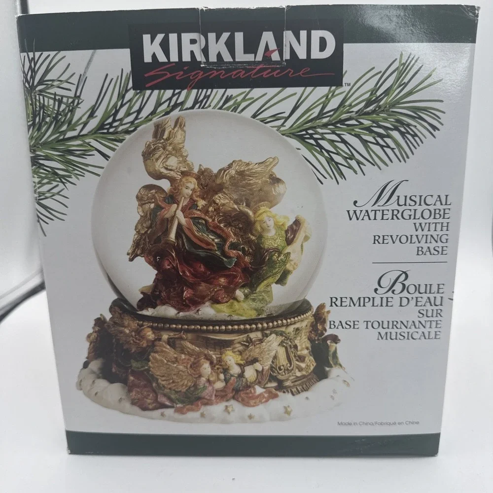 Kirkland Christmas Musical Waterglobe Revolving Base Snow Globe Hark Angel Works